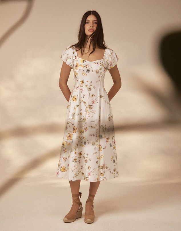 Forcast - Katie Puff Sleeve A-Line Dress