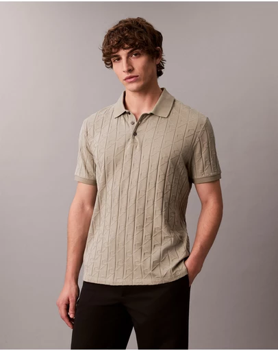 Calvin Klein - Allover Emblem Logo Jacquard Polo Shirt