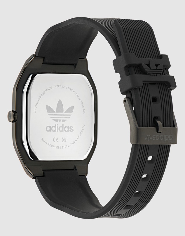 adidas Originals - City Tech Square 39mm Black Silicone Strap Watch
