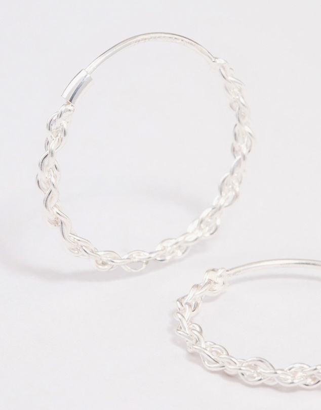 Lovisa - Sterling Silver Chain Hoop Earrings