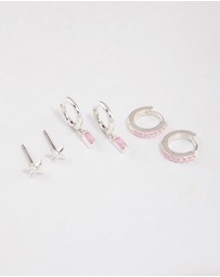 Lovisa - Silver Plated Brass Barbie Baguette Huggie Earrings 6-Pack