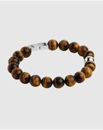 Najo - Atlas 10mm Tiger Eye & Steel Bracelet
