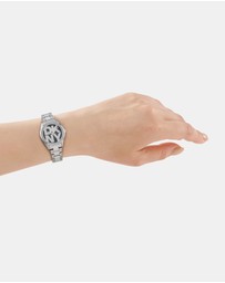 DKNY - Logo Silver 28mm Black Dial Womens Watch + Silver Bracelet