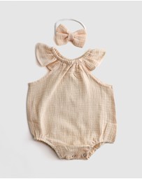WITH LOVE FOR KIDS - Cotton Muslin Flutter Playsuit Set - Babies