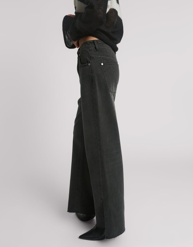 ONE TEASPOON - Billie Low Slung Straight Leg Mid Waist Denim Jeans - Faded Black