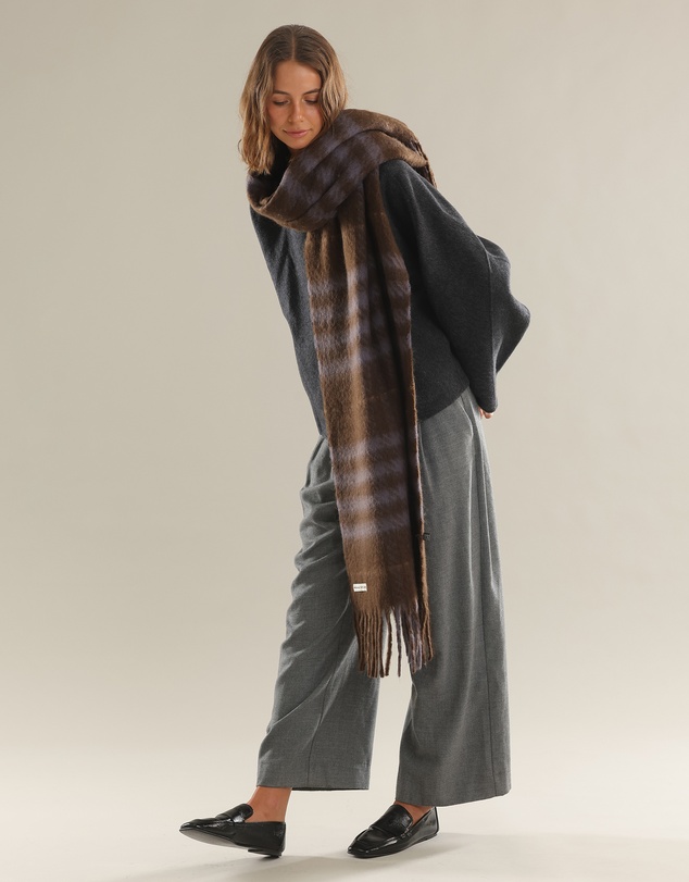 Morgan & Taylor - Hallie Scarf in Chocolate Brown Check