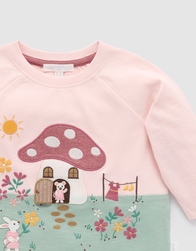 Purebaby - Toadstool House Long Sleeve Tee -Kids-Babies