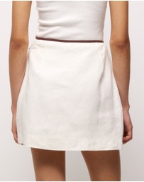 AERE - Contrast Trim Linen Wrap Skirt