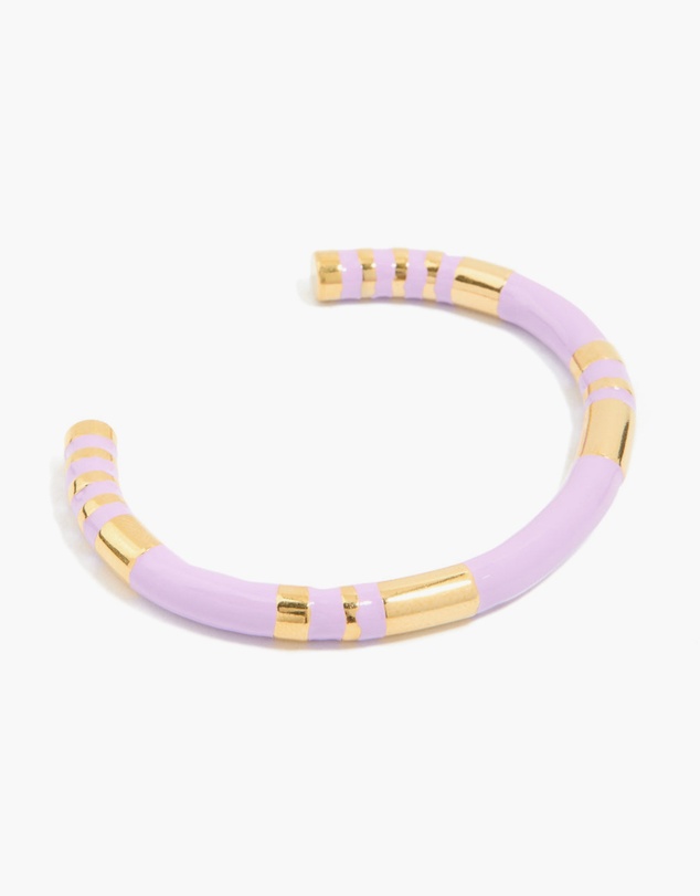 Lovisa - Waterproof Gold Plated Stainless Steel Lilac Enamel Striped Wrist Cuff