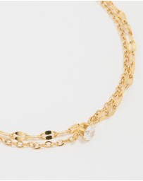 Lovisa - Waterproof Gold Plated Stainless Steel Dainty Cubic Zirconia Layered Bracelet