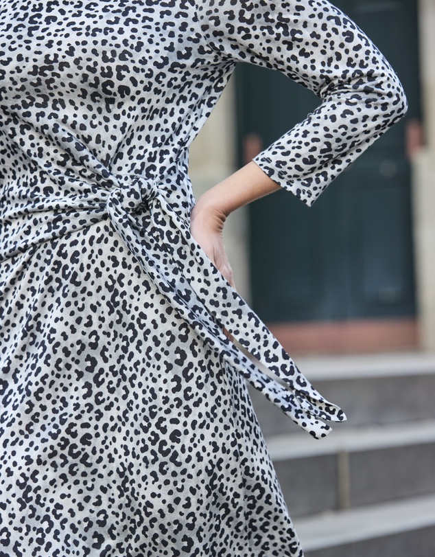 Sosandar - Animal Print Tie Side Midi Dress