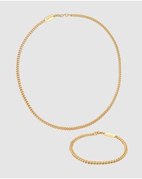 Kuzzoi - ICONIC EXCLUSIVE - Jewelry Set Men Curb Chain in 925 Sterling Silver Gold Plated