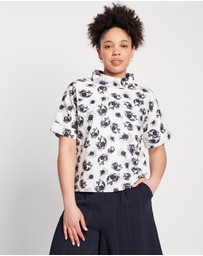 The Social Outfit - Monochrome Floral Roll Neck Top
