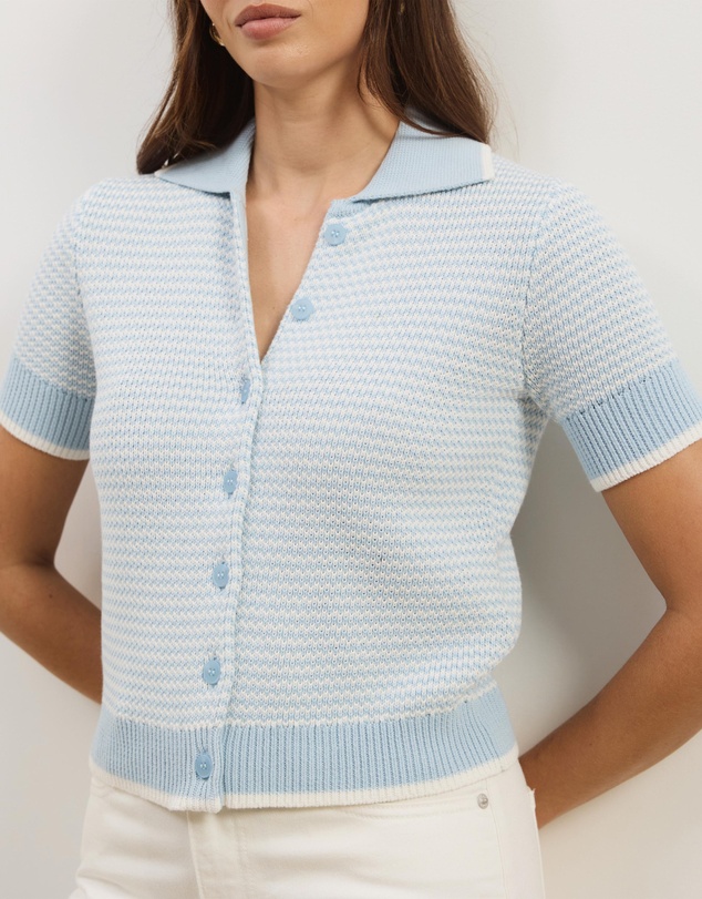 Atmos&Here - Nova Short Sleeve Stripe Knit Top