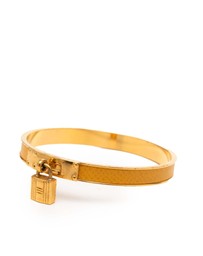 Pre-Loved by Azura Reborn - Pre-Loved Gold Plated Epsom Kelly Cadena Lock Bangle Bracelet