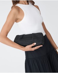 Forcast - Coral Raffia Clutch Bag