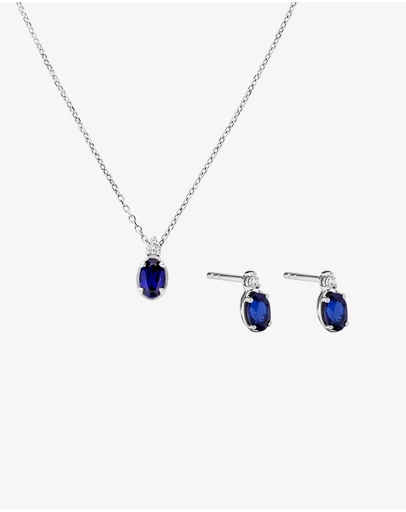 Michael Hill - 0.05 Carat TDW Laboratory-Grown Diamond & Created Sapphire Gift Set in Silver