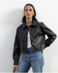 Atmos&Here - Annalise Leather Look Cropped Shacket