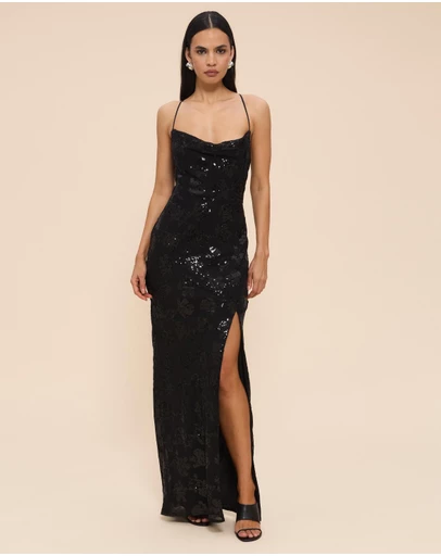 CHANCERY - Siera Sequin Cowl Neck Dress