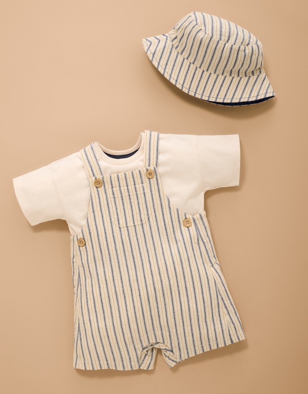 Purebaby - Relaxed Striped Overalls-Kids-Babies