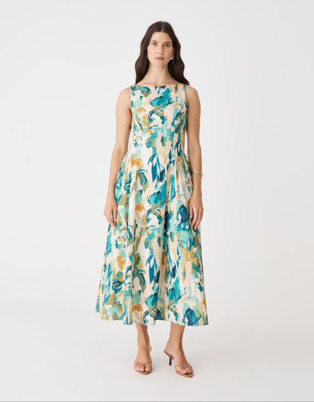 Forcast - Liza Gather Detail Print Dress