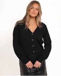Petal & Pup - Josey Bow Button Cardigan - Black