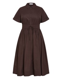 City Chic - Plus size Lana Midi Shirt Dress - chocolate
