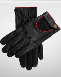 DENTS - Suited Racer Touchscreen Leather Driving Gloves w/ Wristwatch Cut-Out