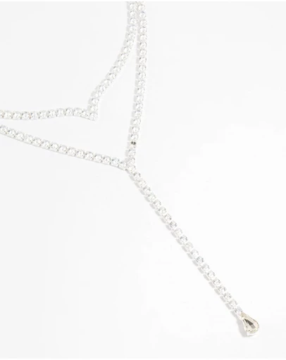 Lovisa - Silver Cubic Zirconia V Necklace