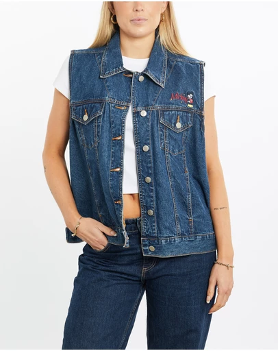 Vintage by The Real Deal - Pre Loved - Vintage 90s Disney Mickey Mouse Denim Vest