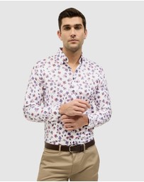 Politix - Two-tone Floral Print Long Sleeve Shirt