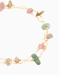 Lovisa - Gold Plated Multicoloured Semi Precious Stone Chip Layered Bracelet