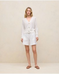Trenery - Linen Relaxed Cardigan in Ivory