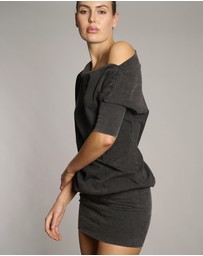 Love and Nostalgia - Gabby Ballet Tee Dress - Black Acid Wash