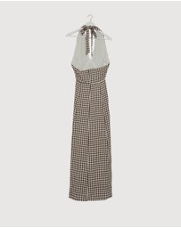 Revibe - Repaired AERE Nolana Gingham Halter Maxi Dress - AU 8