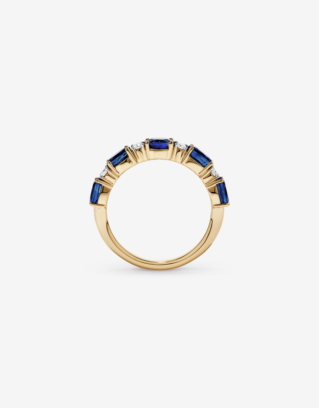 Michael Hill - Australian Sapphire & 0.12 Carat TW Diamond Alternating Ring in 10kt Yellow Gold