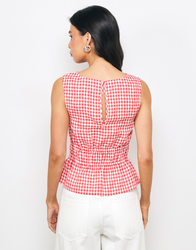 AERE - Romy Linen Gingham Top