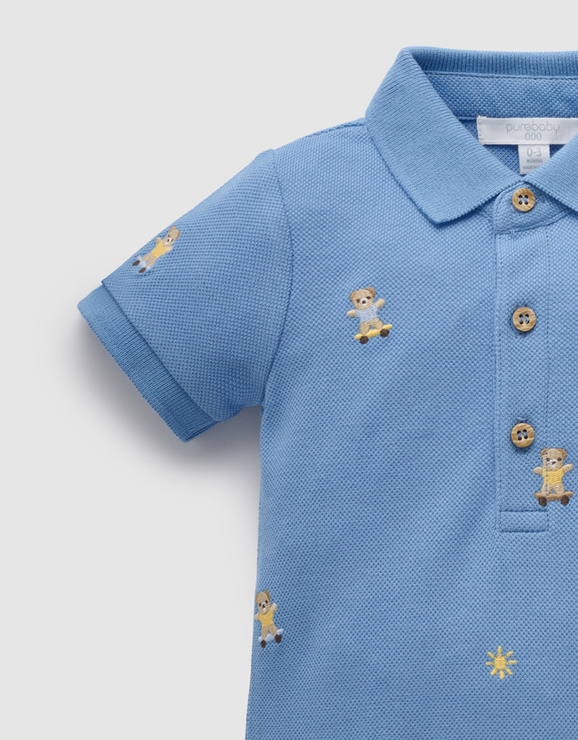 Purebaby - Polo Growsuit-Kids-Babies