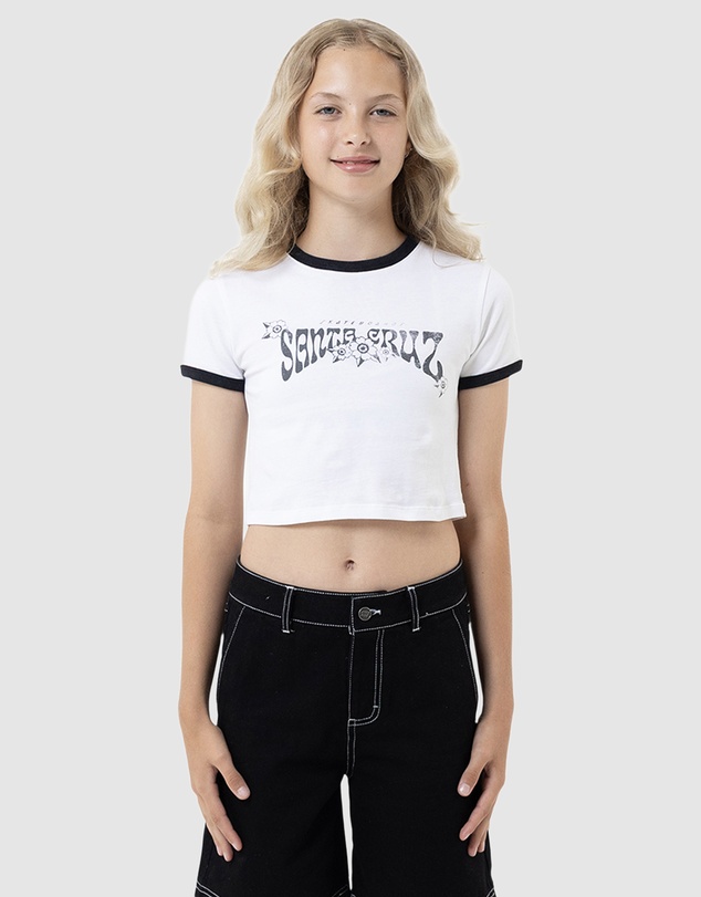Santa Cruz - Strange Hibiscus Ringer Baby Tee - Kids-Teens