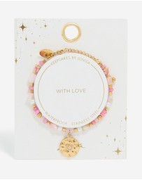 Lovisa - Waterproof Gold Plated Stainless Steel Rose Quartz Semi Precious Coin Bracelet