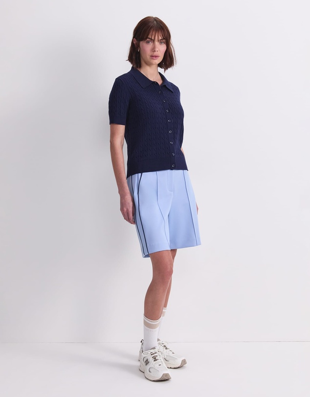 Sportscraft - Cotton Cable Short Sleeve Knit Top