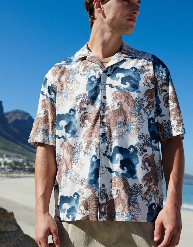 NEXT - Printed Short Sleeve Shirt With Cuban Collar