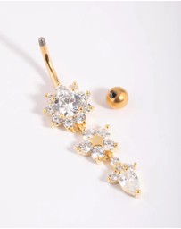 Lovisa - Gold Plated Titanium Floral Belly Bar