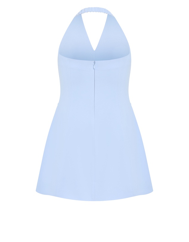 City Chic - Plus size Abbie Tailored Halter Mini Dress - sky blue