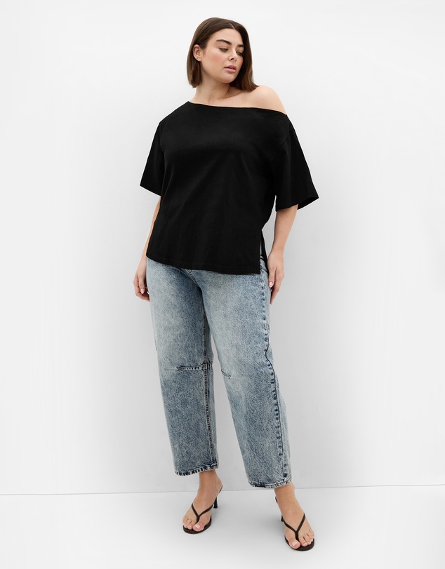 City Chic - Plus size Asymmetrical Cotton Tee - black