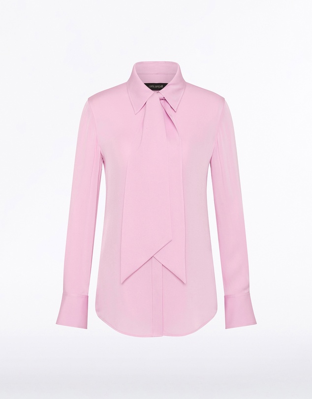 Carla Zampatti - Floss Silk Satin Georgette Scarf Detail Blouse