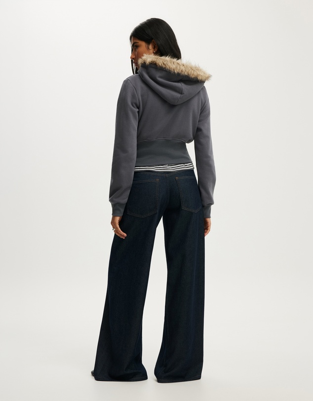 Cotton On - Corset Band Zip Through Hoodie