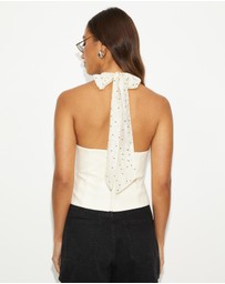 Dazie - Grace Polka Dot Halter Top