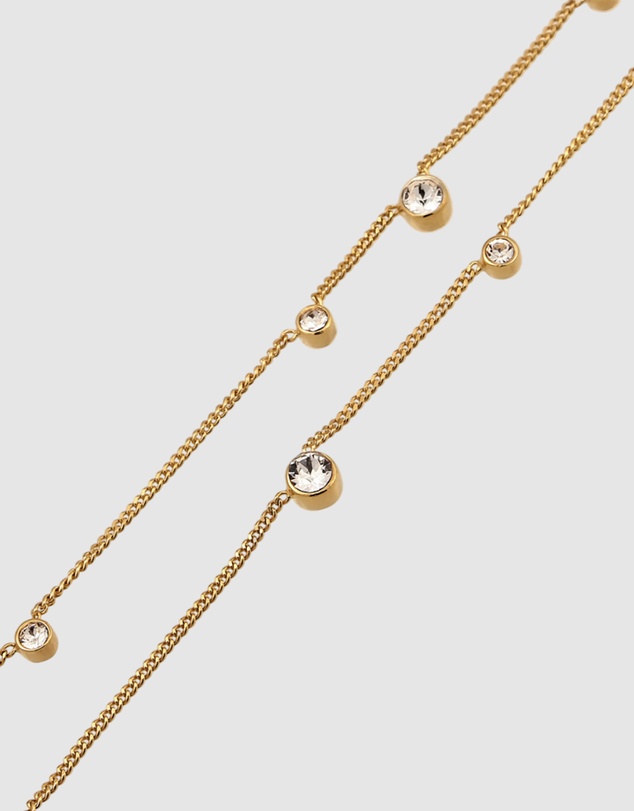 Elli Jewelry - Necklace Layer Crystal Circle 925 Sterling Silver Gold-Plated