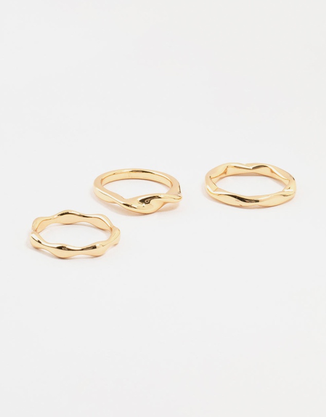 Lovisa - Gold Plated Irregular Stacking Rings 3-Pack